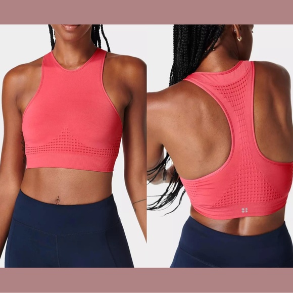 NWT $44 Sweaty‎ Betty [ Small ] Stamina High Neck Sports Bra in Odyssey Pink - Picture 1 of 12